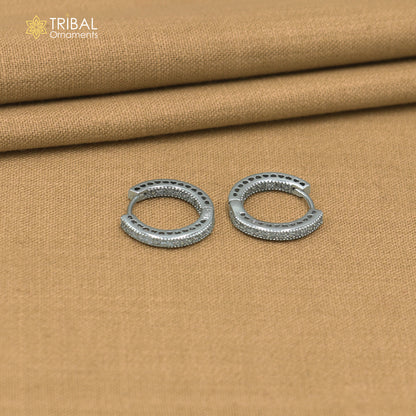925 sterling silver zircon stone hoop earring er428