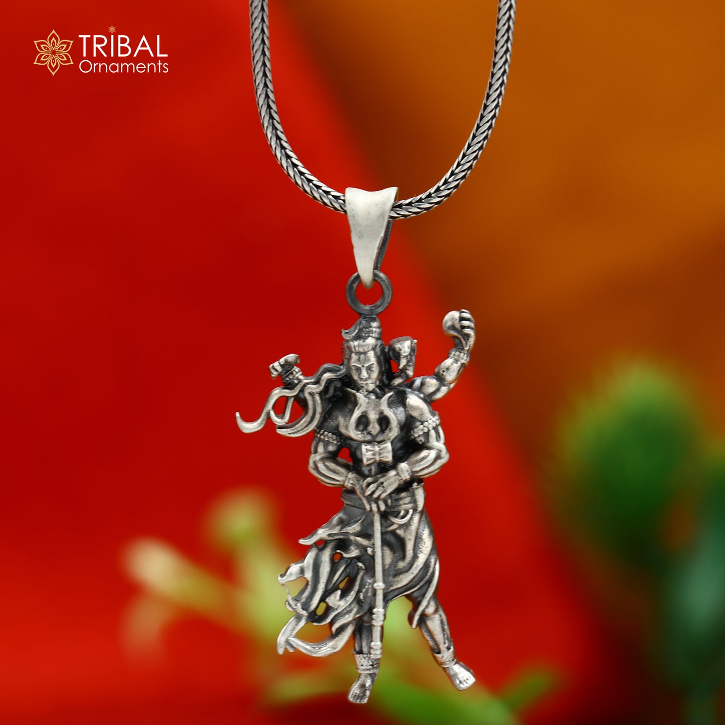 925 sterling silver lord Shiva divine Pendant  with chain tribal jewellery nsp1016