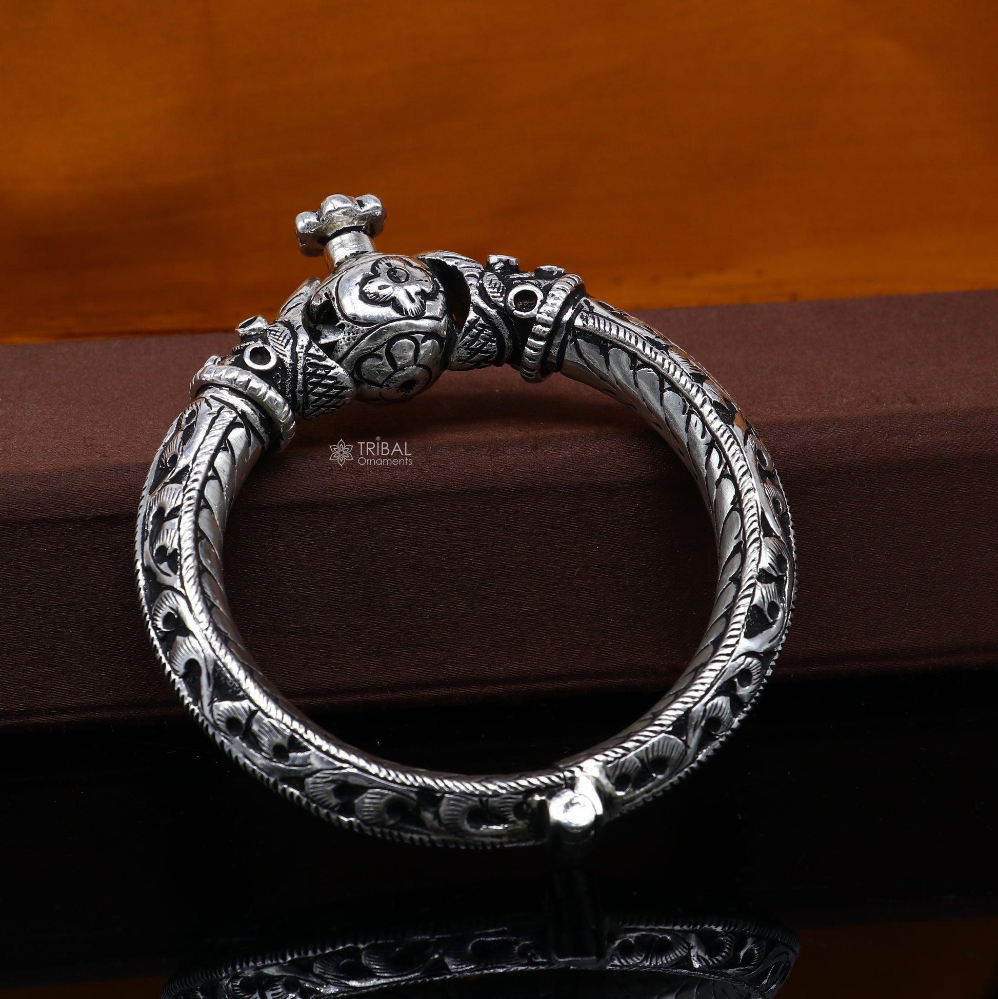 925 sterling silver fabulous crocodile face stylish attractive kada bangle bracelet pretty work attractive tribal belly dance jewelry nsk837 - TRIBAL ORNAMENTS