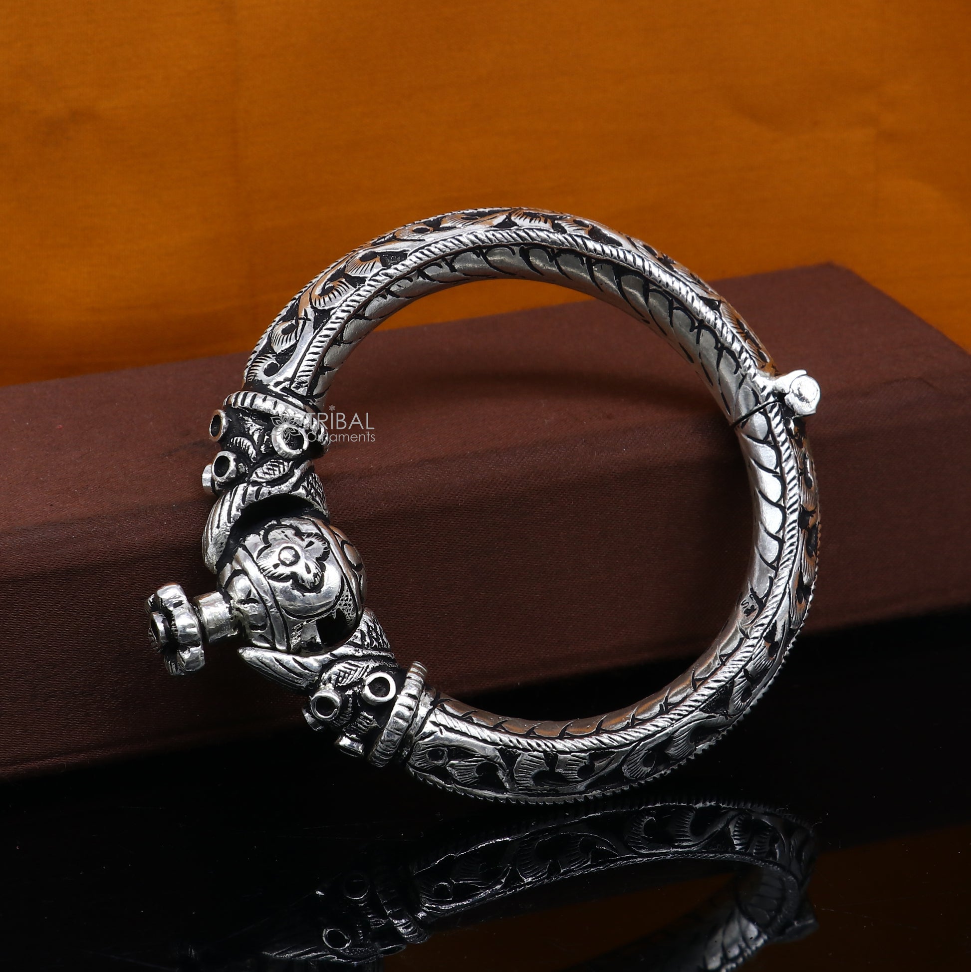 925 sterling silver fabulous crocodile face stylish attractive kada bangle bracelet pretty work attractive tribal belly dance jewelry nsk837 - TRIBAL ORNAMENTS