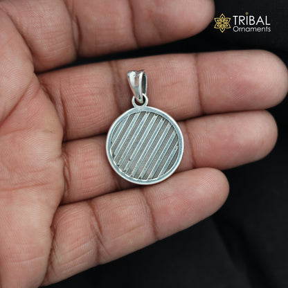 Unisex Orbit Code Silver Pendant made of 925 Sterling Silver by TRIBAL ORNAMENTS, showcasing a sleek, modern design.