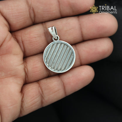 Unisex Orbit Code Silver Pendant by TRIBAL ORNAMENTS in 925 Sterling silver, showcasing a sleek, modern design.