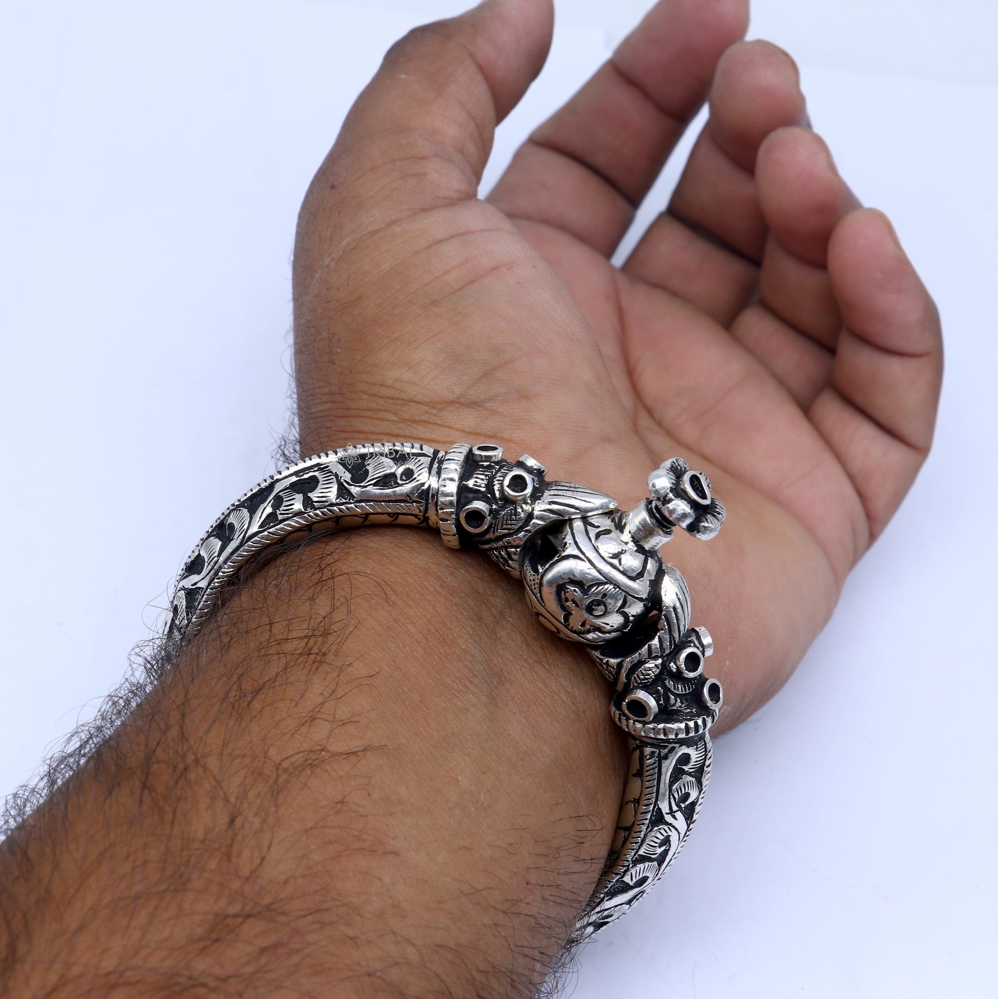 925 sterling silver fabulous crocodile face stylish attractive kada bangle bracelet pretty work attractive tribal belly dance jewelry nsk837 - TRIBAL ORNAMENTS
