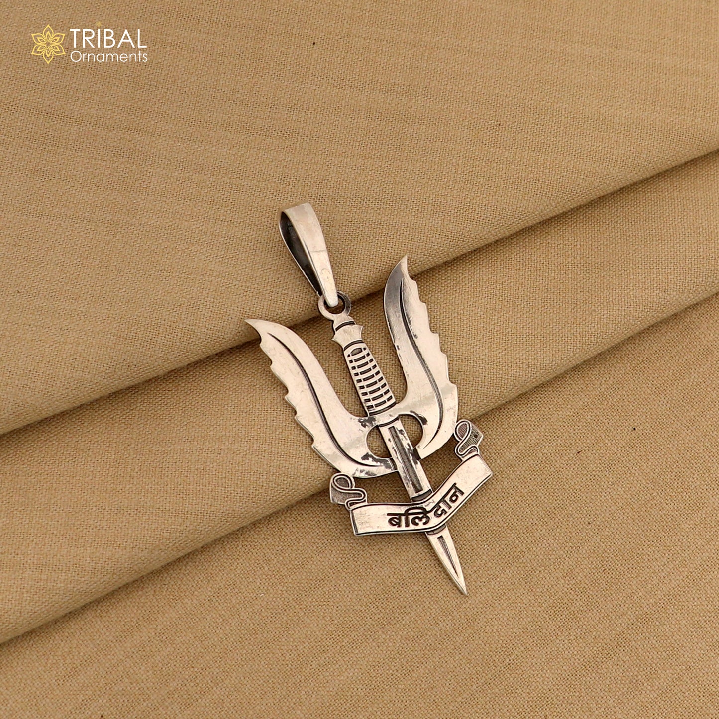 925 Sterling silver trident design balidan  pendant tribal ethnic jewelry nsp1068