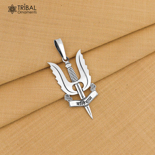925 Sterling silver trident design balidan  pendant tribal ethnic jewelry nsp1068