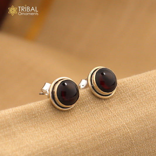11MM round 925 sterling silver fabulous garnet stone stud earrings, best unisex jewelry fancy earrings daily use jewelry collection s1221