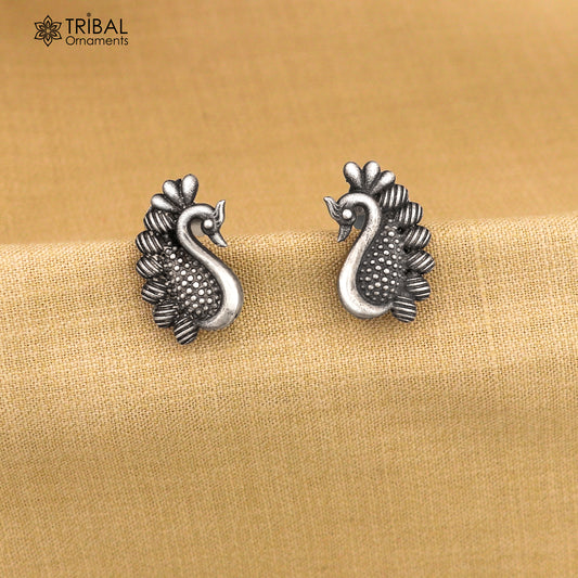 925 sterling silver vintage peacock design stud earring tribal jewelry er207