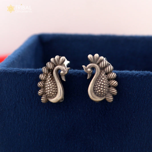 925 sterling silver vintage peacock design stud earring tribal jewelry er207