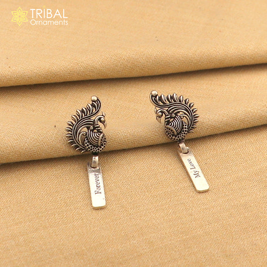 925 sterling silver vintage peacock design ethnic stud earring s1373