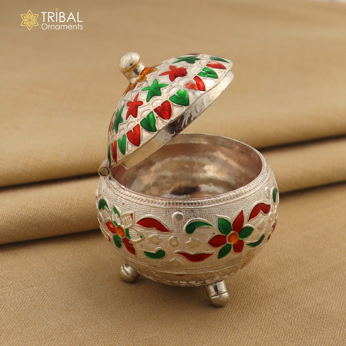 925 sterling silver trinket box, kajal box/casket box bridal polygon shape sindur box collection, container box, eyeliner box gifting stb388