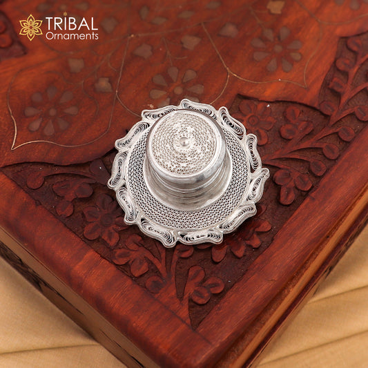 925 Sterling silver handmade fabulous meenakari trinket box, container box, casket box, sindoor box, enamel work customized  box stb865
