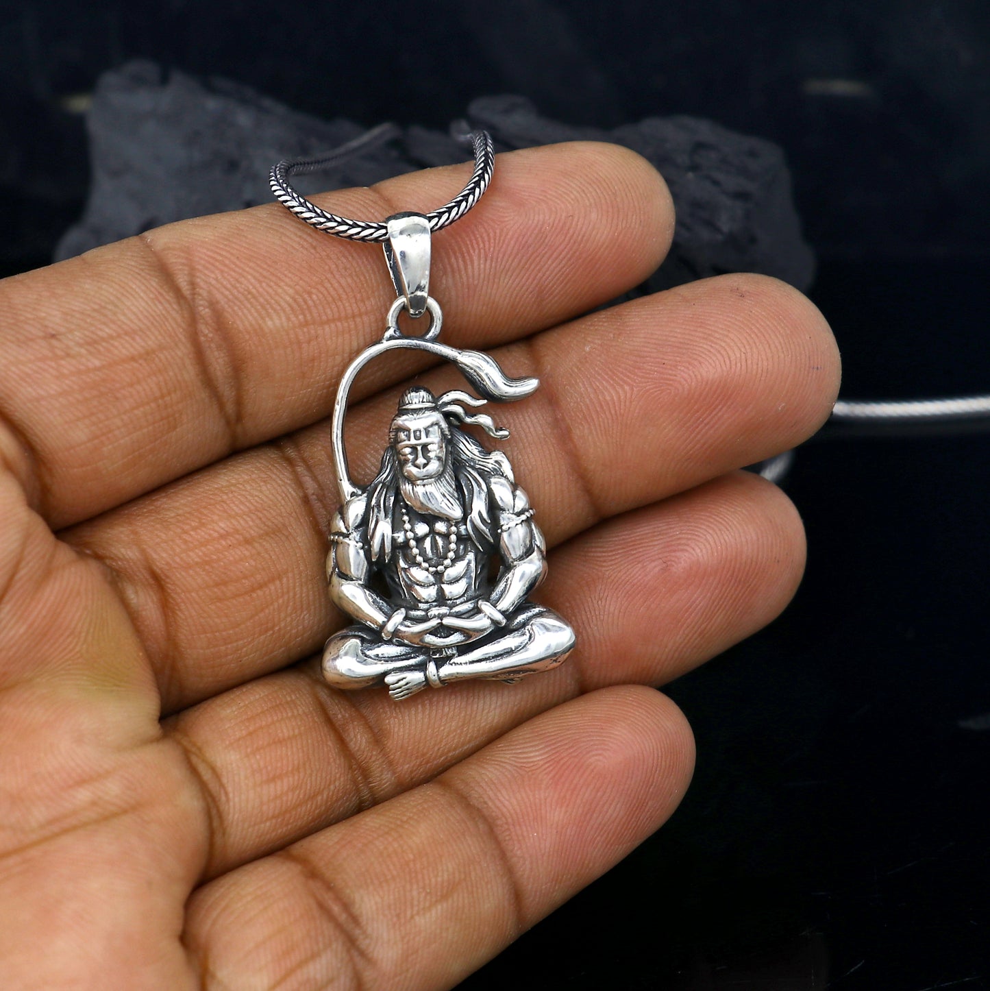 925 pure silver lord HANUMAN meditation design pendant best gifting pendant nsp868