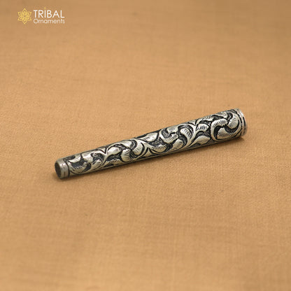 925 sterling silver chitai work flower design hukka pipe vintage style cigarette pipe art899