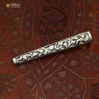 925 sterling silver chitai work flower design hukka pipe vintage style cigarette pipe art899