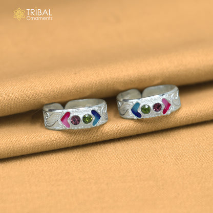 925 sterling silver minakari work toe ring,toe band stylish women's brides jewelry toer153