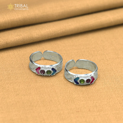 925 sterling silver minakari work toe ring,toe band stylish women's brides jewelry toer153