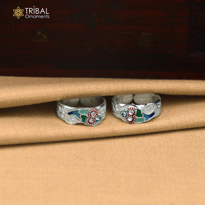 925 sterling silver minakari work toering, toe band stylish women's brides jewelry toer160