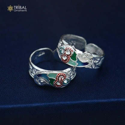 925 sterling silver minakari work toering, toe band stylish women's brides jewelry toer160