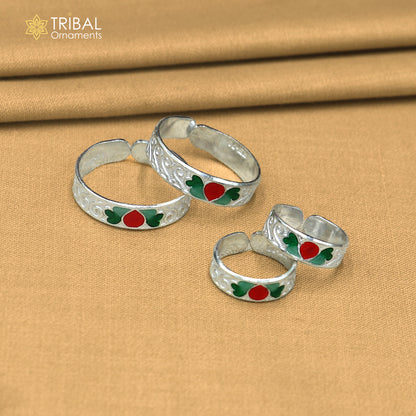 925 sterling silver minakari work toe ring, thumb band stylish women's brides jewelry toer154