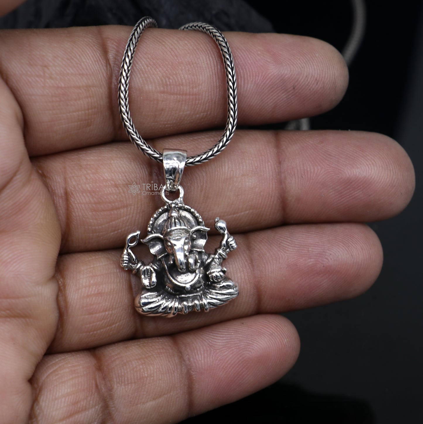 925 Sterling silver handmade  unique design Lord Ganesha pendant nsp876