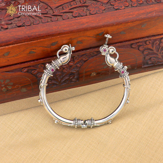 925 Sterling silver handmade indian traditional vintage antique design tribal ethnic belly dance bangle bracelet kada  nssk491