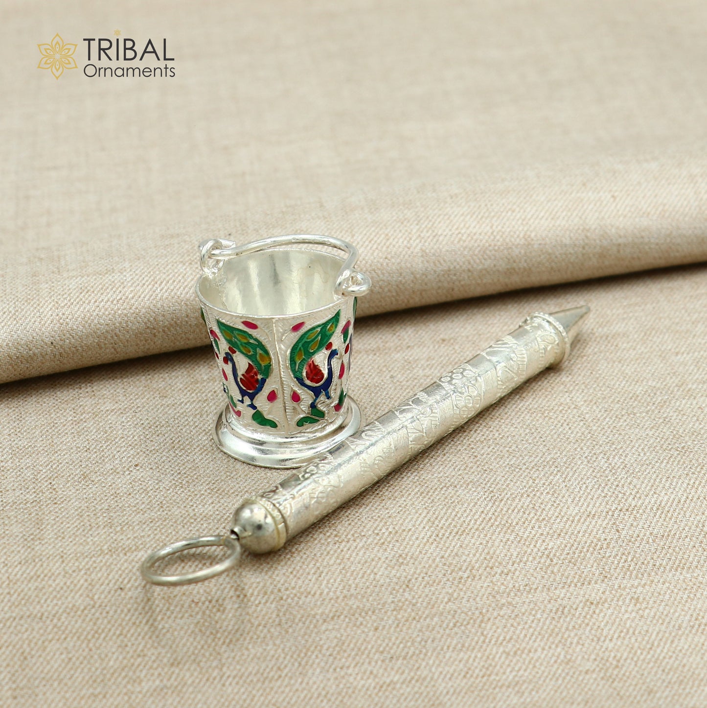 925 sterling silver new trendy Pichkari and Bucket best gift to Lord Krishna accessories su001288 - TRIBAL ORNAMENTS
