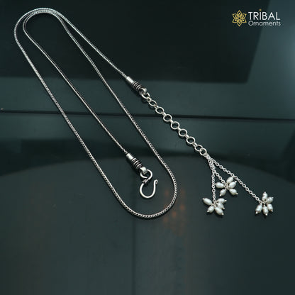 26'' to 30'' 925 Sterling silver adjustable wheat design waist chain vintage design belly chain, Sari chain wch32