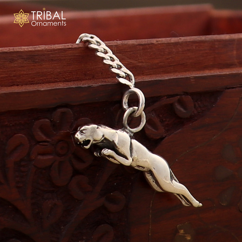 925 Sterling silver handmade unique leopard design solid key chian, stylish royal gifting silver accessories unisex gift, jewelry art kch03