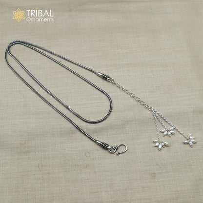 26'' to 30'' 925 Sterling silver adjustable wheat design waist chain vintage design belly chain, Sari chain wch32