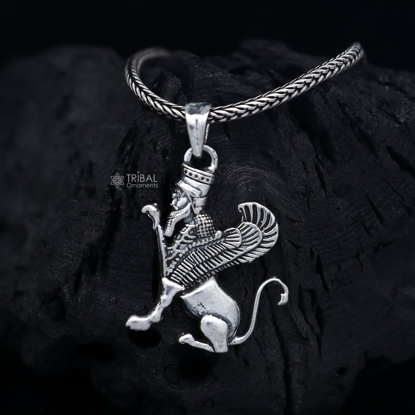 925 Sterling silver handmade  Persian winged sphinex pendant nsp881