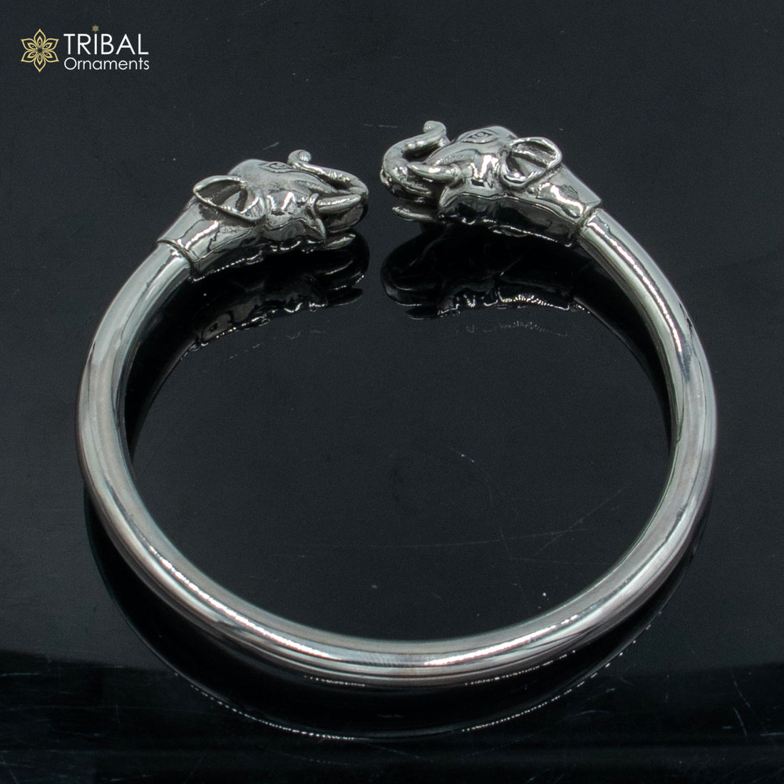 925 sterling silver handmade Elephant design plain bangle bracelet kada nsk889 - TRIBAL ORNAMENTS