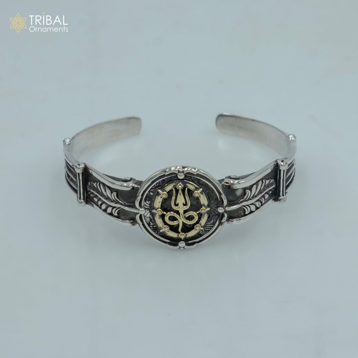 925 sterling silver handmade lord shiva trident design adjustable bangle bracelet kada unisex jewelry cuff243 - TRIBAL ORNAMENTS