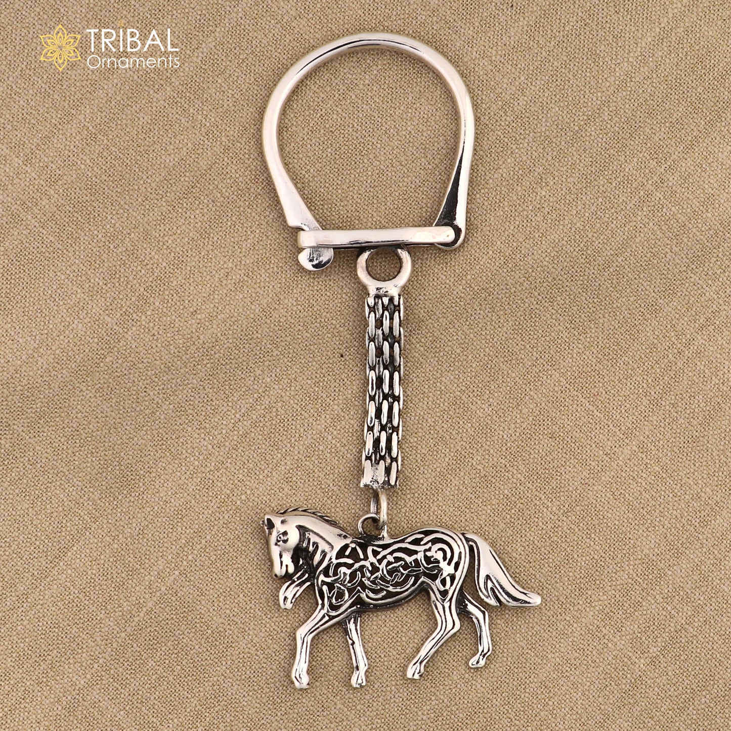 925 Sterling silver handmade unique vintage horse design solid key chain, stylish royal gifting silver accessories unisex gift kch11