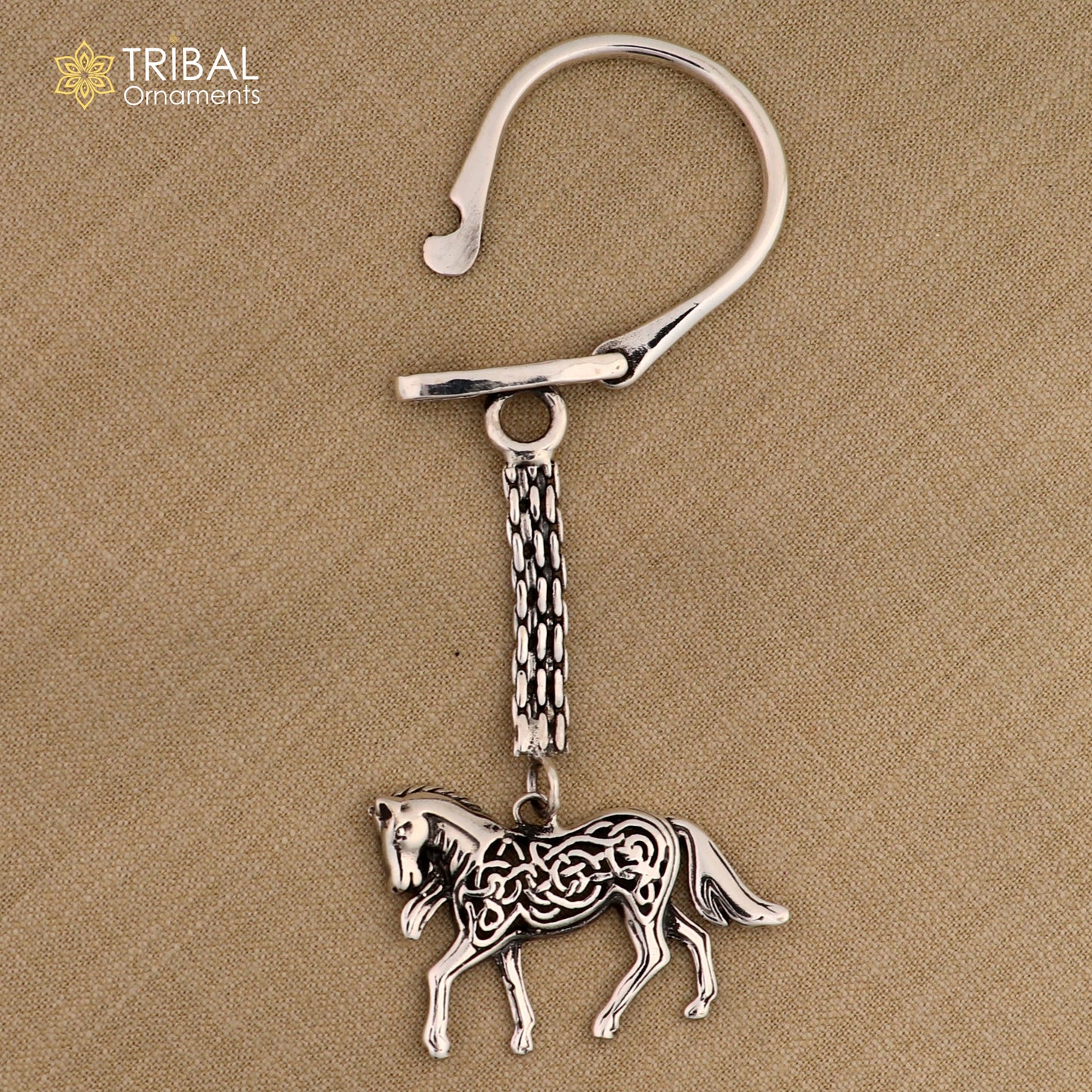 925 Sterling silver handmade unique vintage horse design solid key chain, stylish royal gifting silver accessories unisex gift kch11