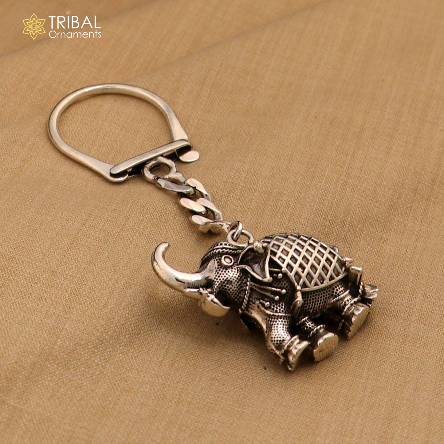 925 Sterling silver handmade unique vintage elephant design solid key chian, stylish royal gifting silver accessories unisex gift kch10