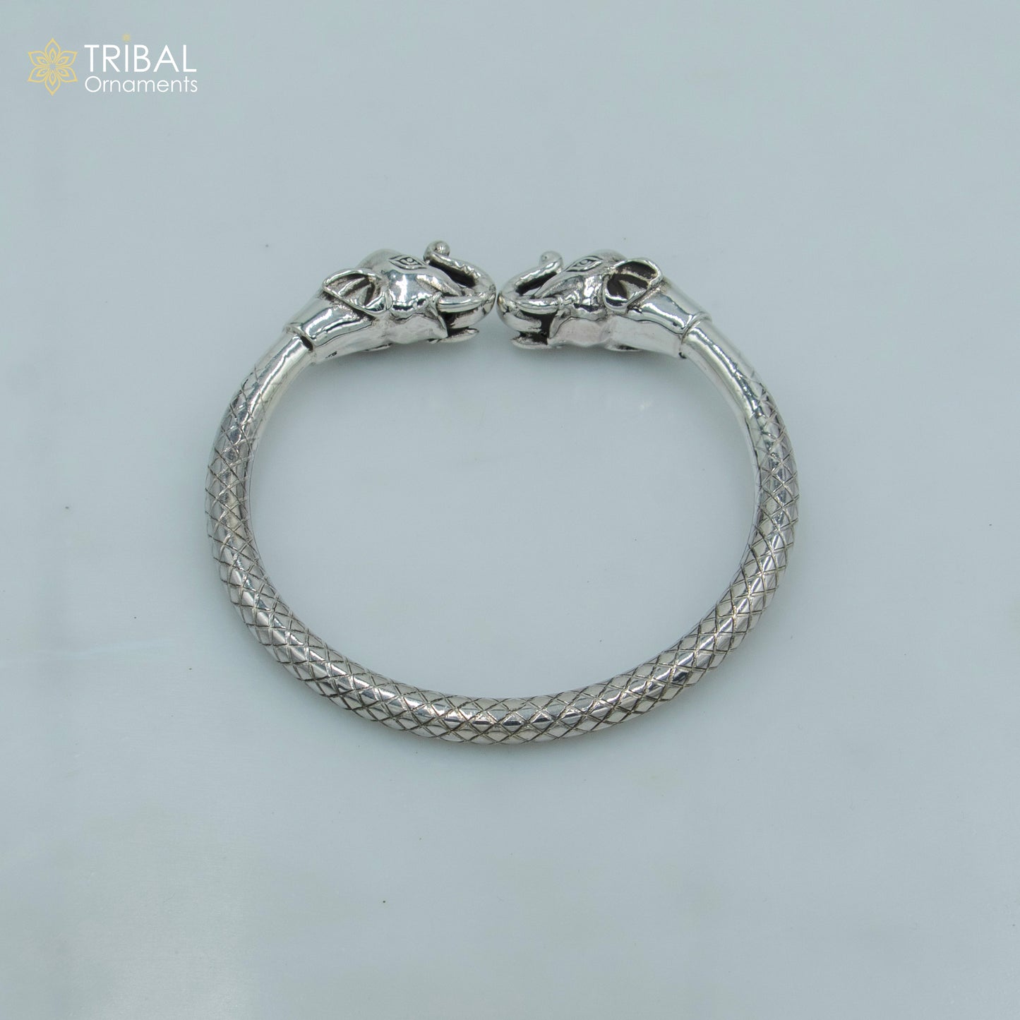 925 sterling silver handmade Elephant design bangle bracelet kada nsk887 - TRIBAL ORNAMENTS
