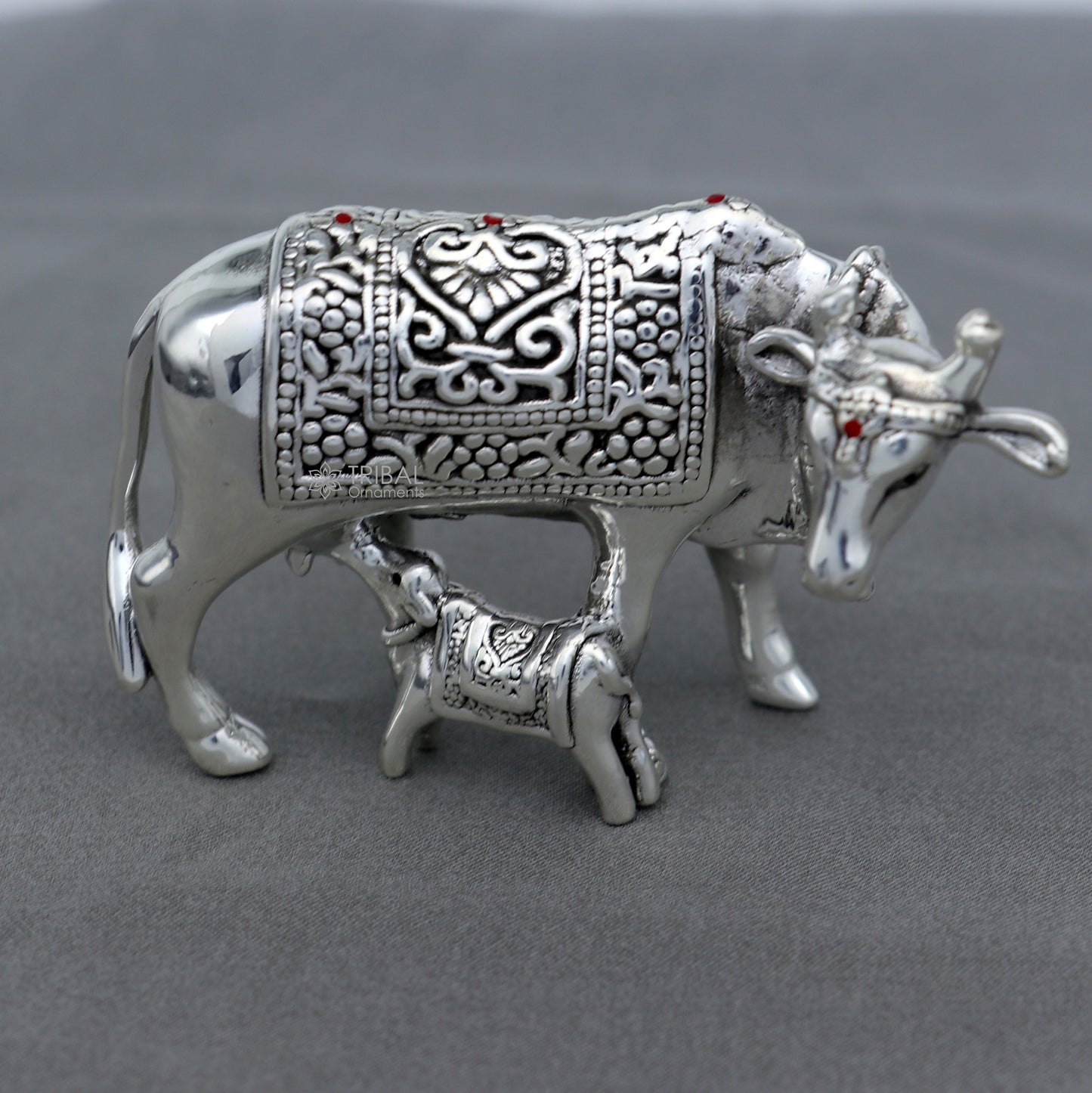 925 sterling silver Kamdhenu cow, deity's cow, wishing cow, silver worshipping article for wealth and prosperity art789