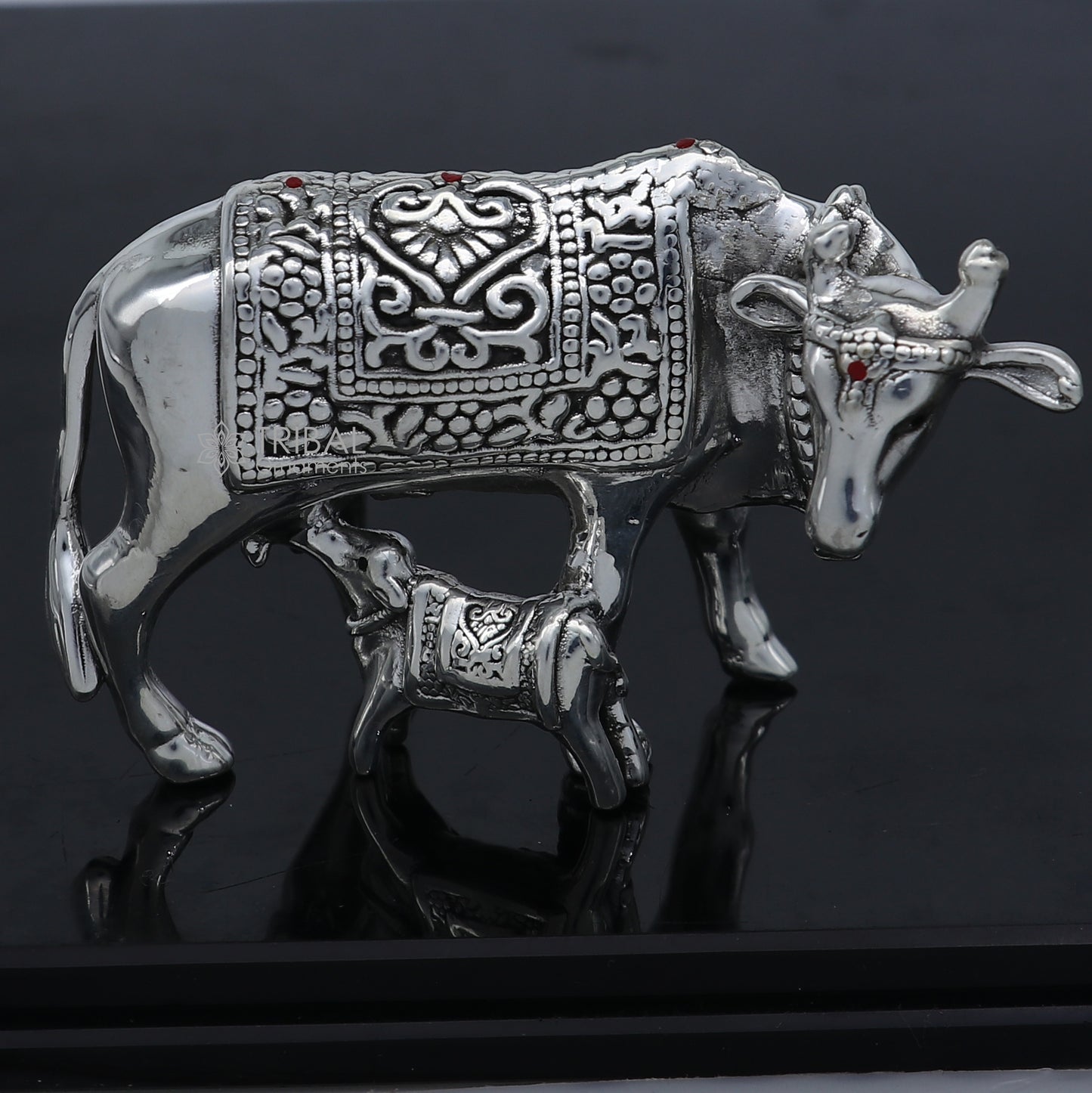 925 sterling silver Kamdhenu cow, deity's cow, wishing cow, silver worshipping article for wealth and prosperity art789