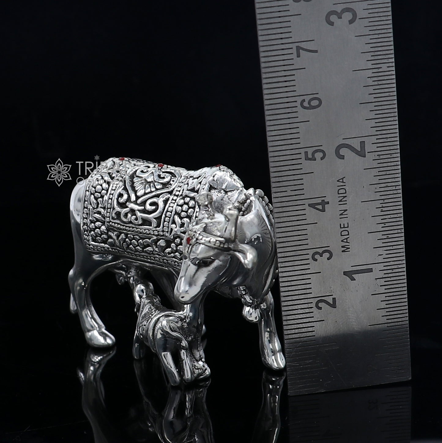 925 sterling silver Kamdhenu cow, deity's cow, wishing cow, silver worshipping article for wealth and prosperity art789