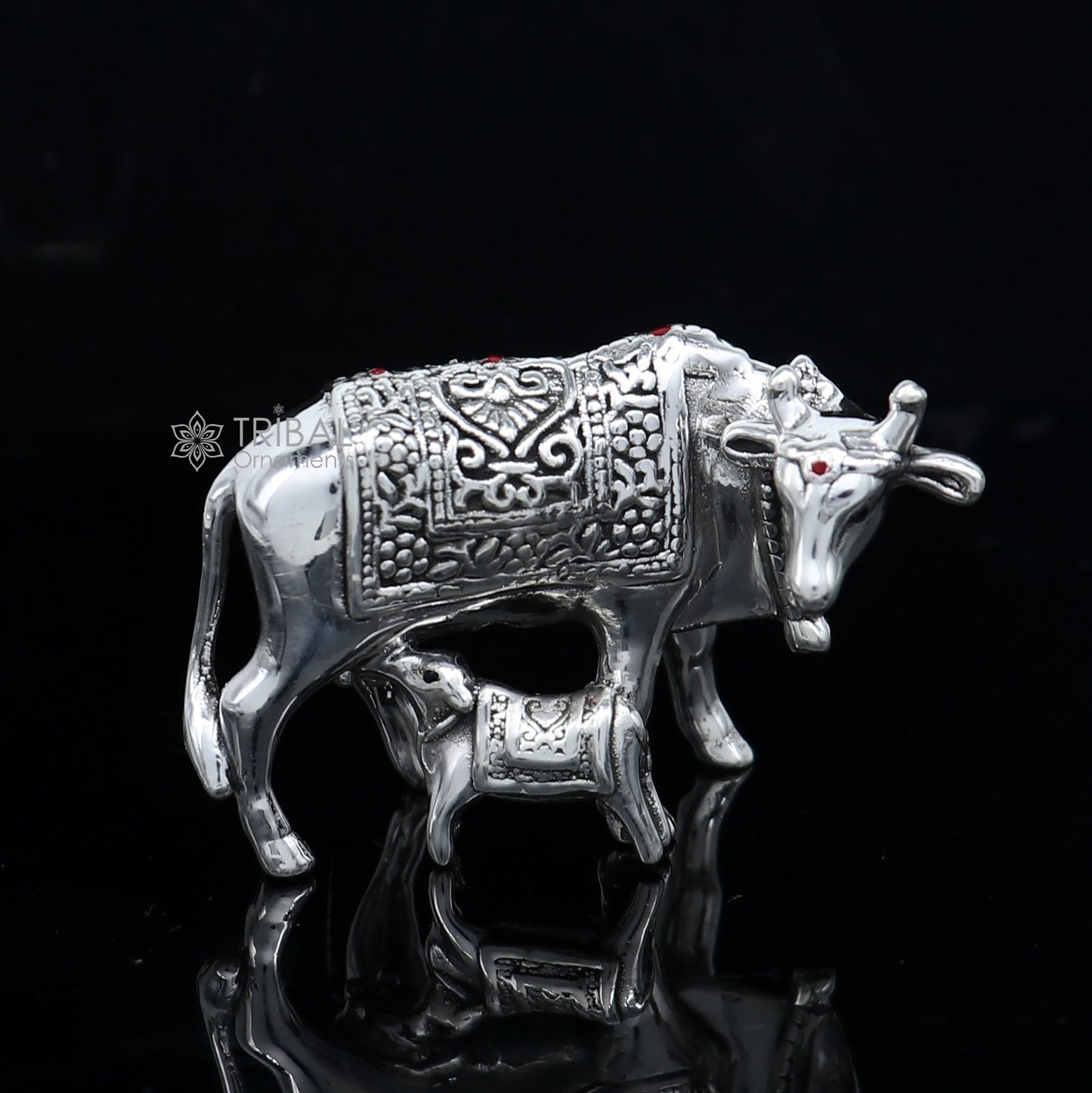 925 sterling silver Kamdhenu cow, deity's cow, wishing cow, silver worshipping article for wealth and prosperity art789