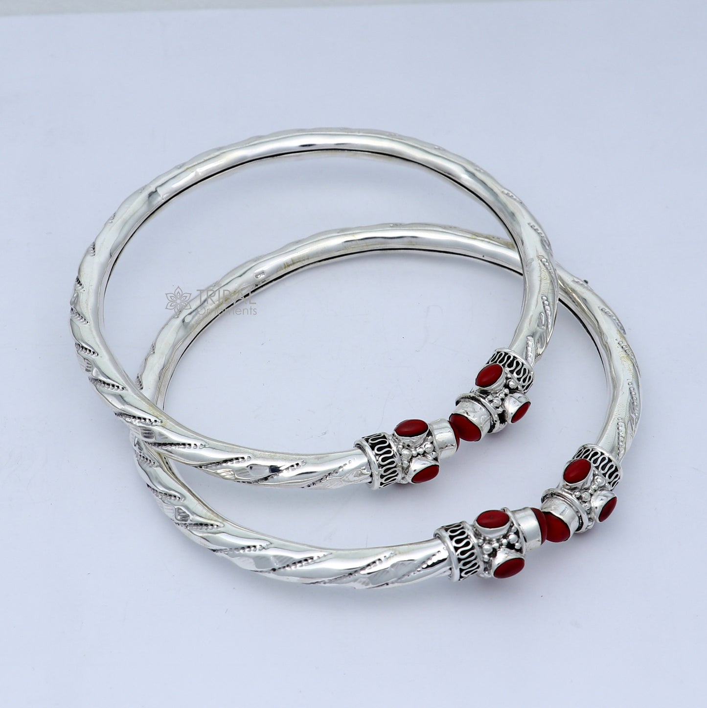 925 sterling silver stylish design ankle kada, ankle bangle bracelet with gorgeous red stone,  nsfk116