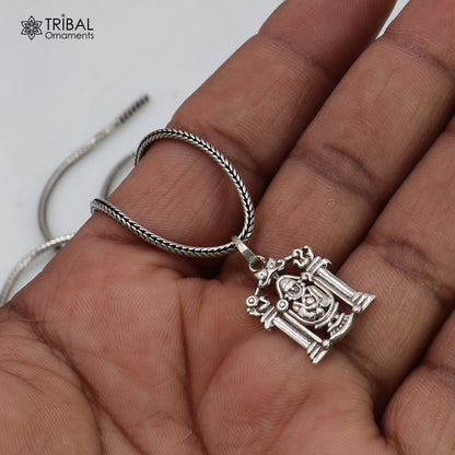 925 sterling silver Tirupati Bala Ji pendant with chain, tribal jewelry featuring detailed religious iconography.
