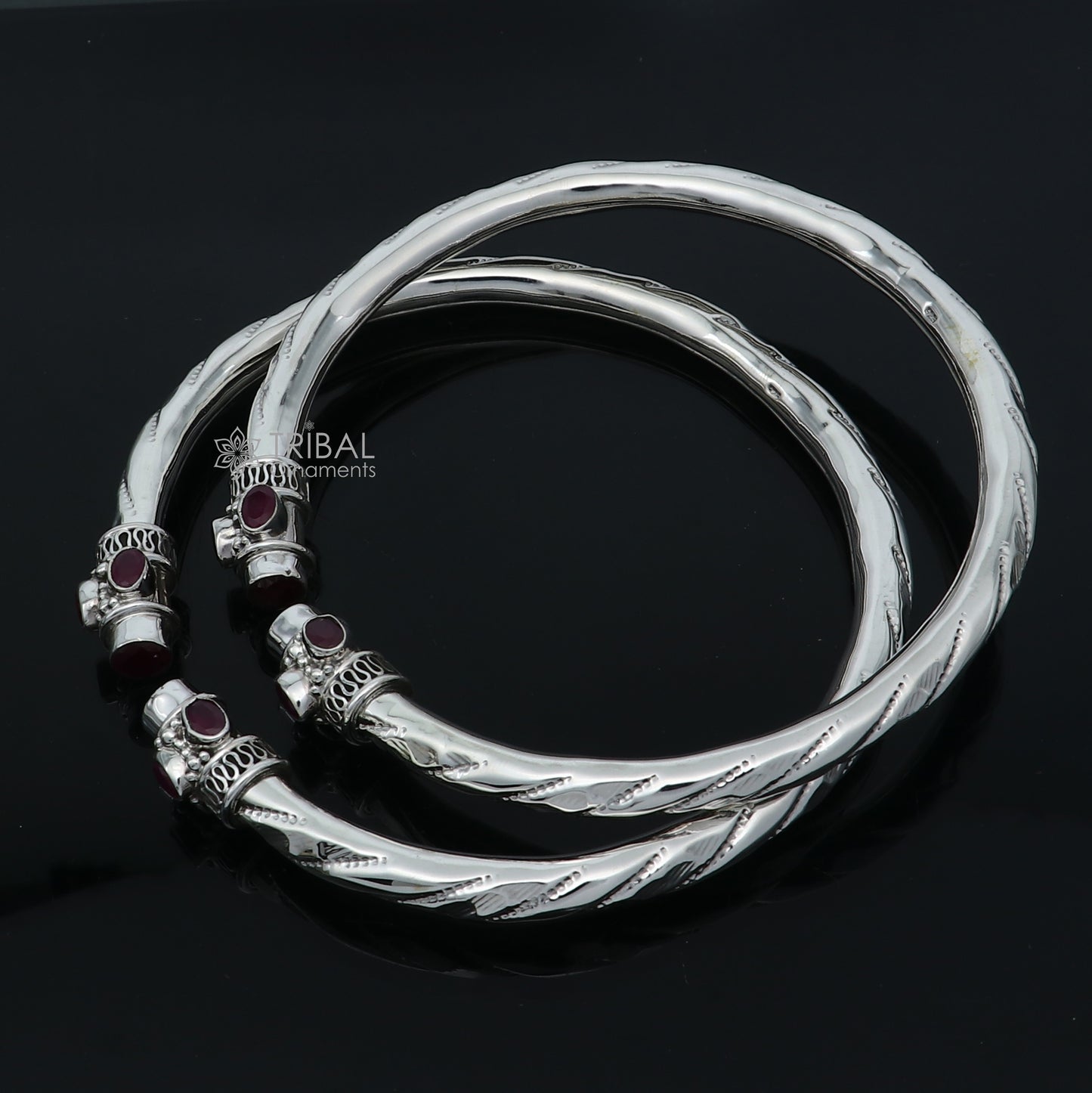 925 sterling silver stylish design ankle kada, ankle bangle bracelet with gorgeous red stone nsfk121