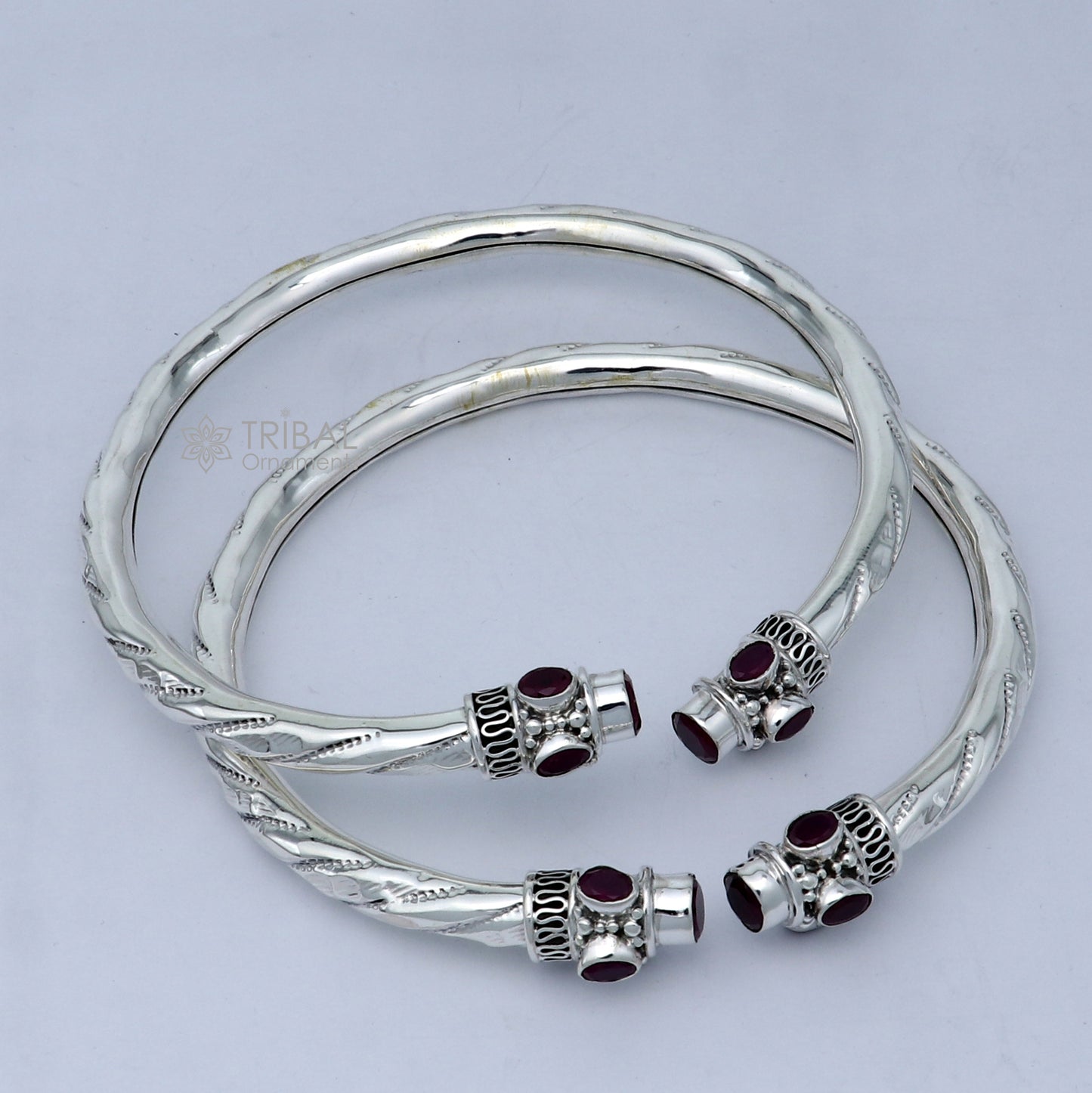 925 sterling silver stylish design ankle kada, ankle bangle bracelet with gorgeous red stone nsfk121