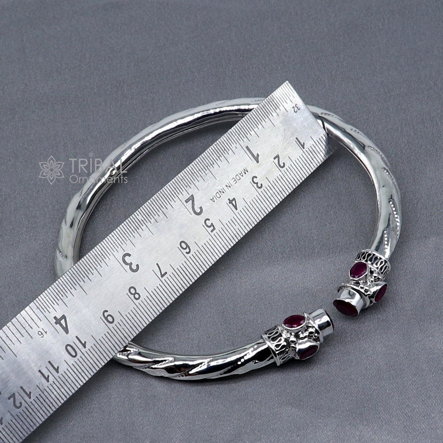 925 sterling silver stylish design ankle kada, ankle bangle bracelet with gorgeous red stone nsfk121