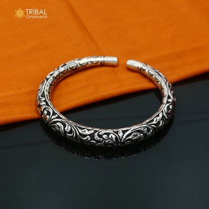 925 Sterling silver chitai work customized bangle cuff kada unisex personalized tribal jewelry nsk972