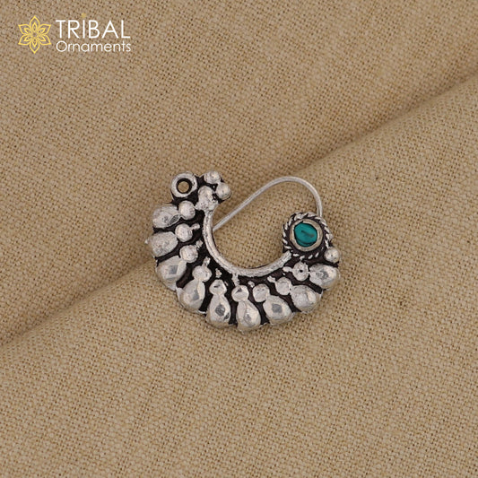 925 sterling silver vintage  stylish design stone nose pin ethnic tribal jewelry np99