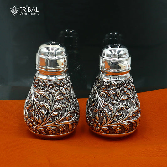 925 sterling silver nakshi work combo Salt and pepper shakers set kitchen utensils art894