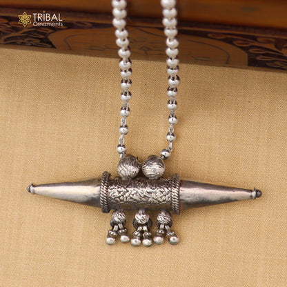 925 sterling silver beaded chain with tabiz pendant and tribal jewelry set by TRIBAL ORNAMENTS, featuring ethnic design and intricate details