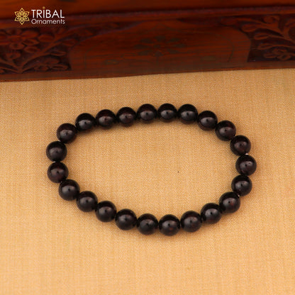 8 MM  natural red garnet stone beaded handmade bracelet, customized unisex Jewelry stnbr169